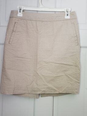 L.L. Bean Beige Textured Pencil Skirt